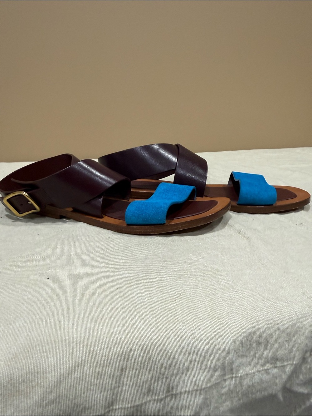 Celine Leather and Suede Flat Sandal